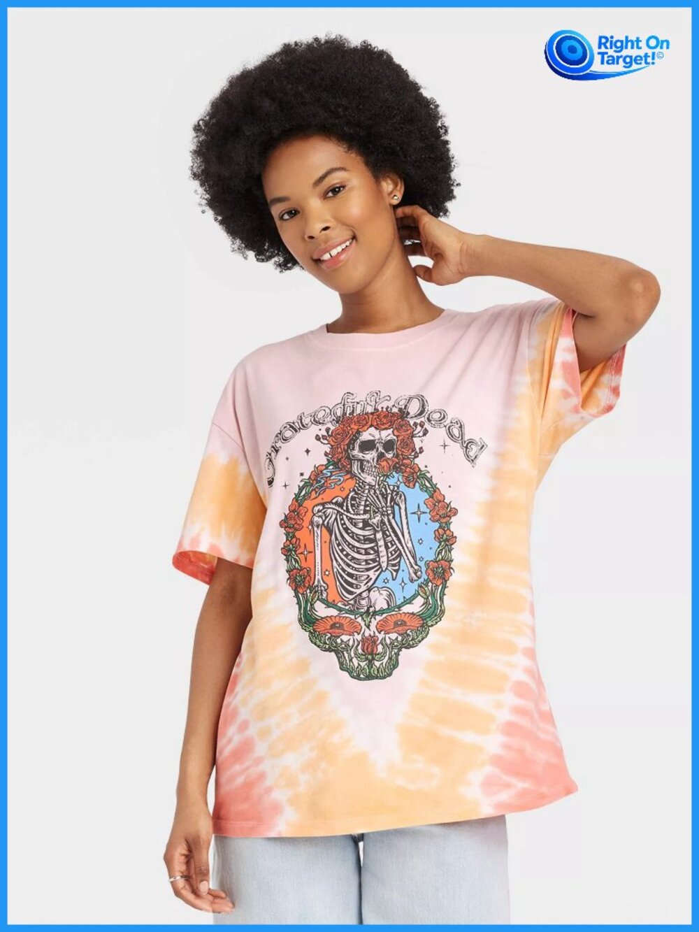 Small - Womens Grateful Dead Short Sleeve Oversized Graphic T-Shirt - Tie-Dye